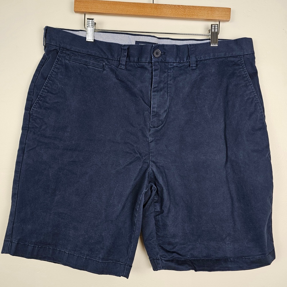 Tommy Hilfiger Chino Shorts Men 38 Blue Solid Flat Front Cotton Blend Stretch